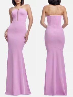 NEW DRESS THE POPULATION Lavender IZZY Strapless CREPE Mesh Neck MERMAID GOWN XS
